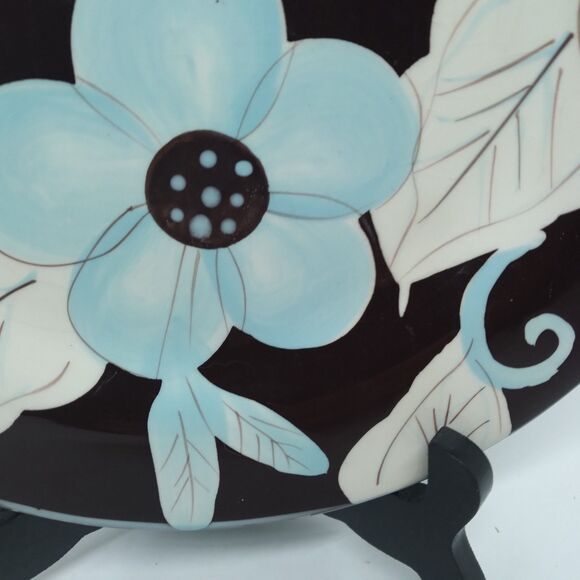 Laurie Gates "EMMA BLUE"  Round Floral 9" Salad Plate READ DESC - Picture 2 of 8